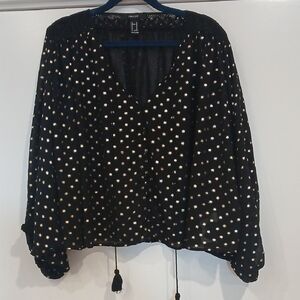 Forever 21 Black Blouse with Gold Dots
